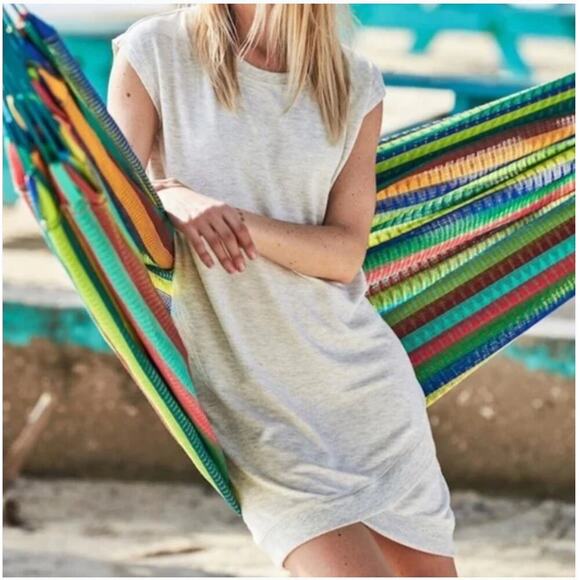 Athleta Short Sleeve Criss Cross Dress In Heather Gray Small - Picture 1 of 4